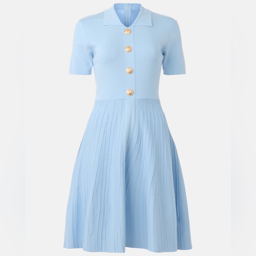 Alexia Admor Soren Fit and Flare Dress Light Blue Pleated Frock